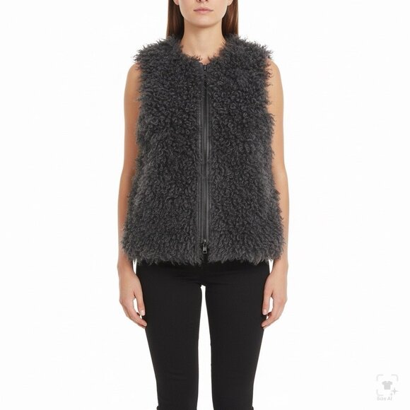 7 For All Mankind Womens Black Lamb Fur Sweater Vest Soft Fuzzy Texture Size S - Picture 9 of 9